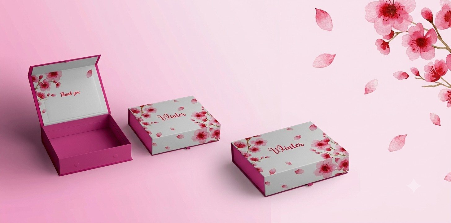 Custom magnetic gift box with a secure magnetic closure displaying custom branding.
